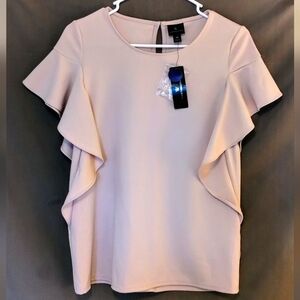 Ruffled Short-Sleeve Blouse - Blush Pink